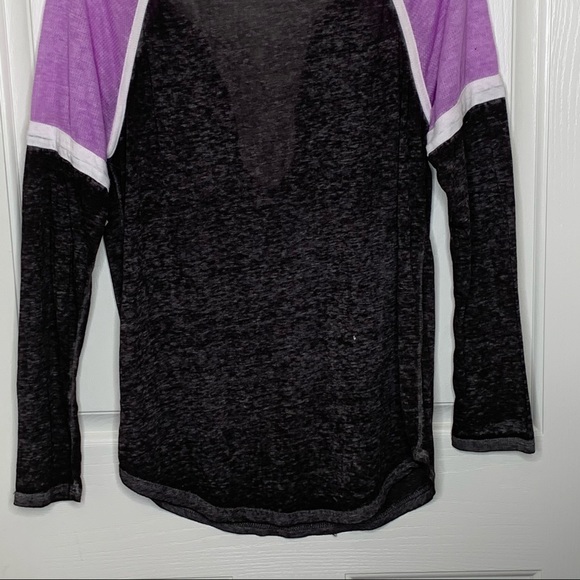 Bobbie Brooks Tie Front Raglan Tee Purple BLK NWT - Picture 7 of 10